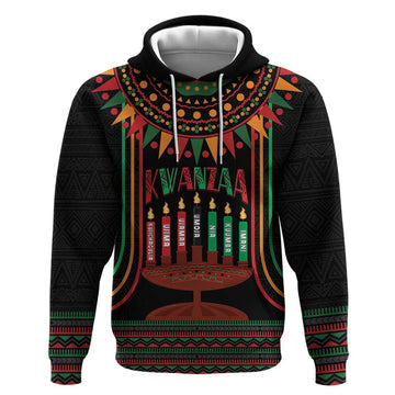 Personalized African-American Kwanzaa Hoodie Kinara Candles African Pattern LT14