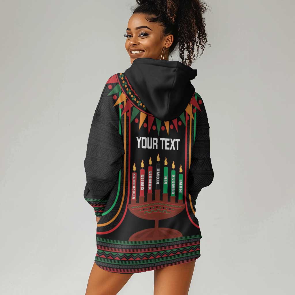 Personalized Afro-American Kwanzaa Hoodie Dress Kinara Candles African Pattern LT14