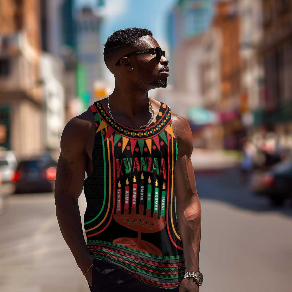 Personalized Afro-American Kwanzaa Men Tank Top Kinara Candles African Pattern LT14