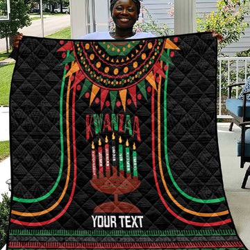 Personalized Afro-American Kwanzaa Quilt Kinara Candles African Pattern LT14