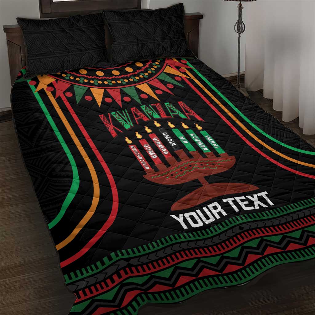 Personalized Afro-American Kwanzaa Quilt Bed Set Kinara Candles African Pattern LT14