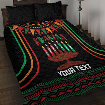 Personalized Afro-American Kwanzaa Quilt Bed Set Kinara Candles African Pattern LT14