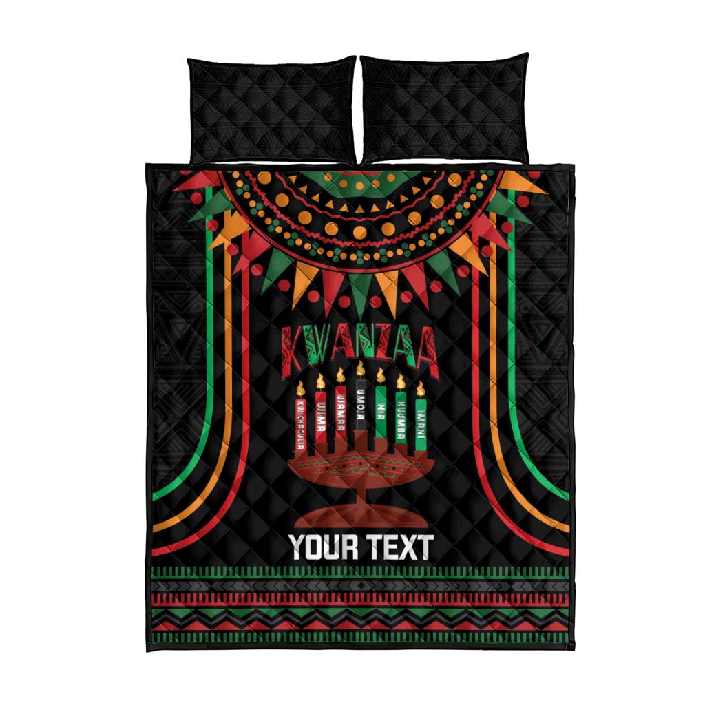 Personalized Afro-American Kwanzaa Quilt Bed Set Kinara Candles African Pattern LT14