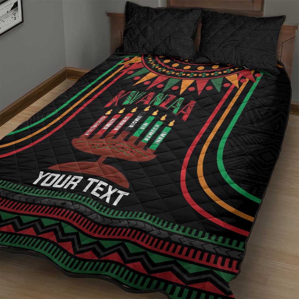 Personalized Afro-American Kwanzaa Quilt Bed Set Kinara Candles African Pattern LT14