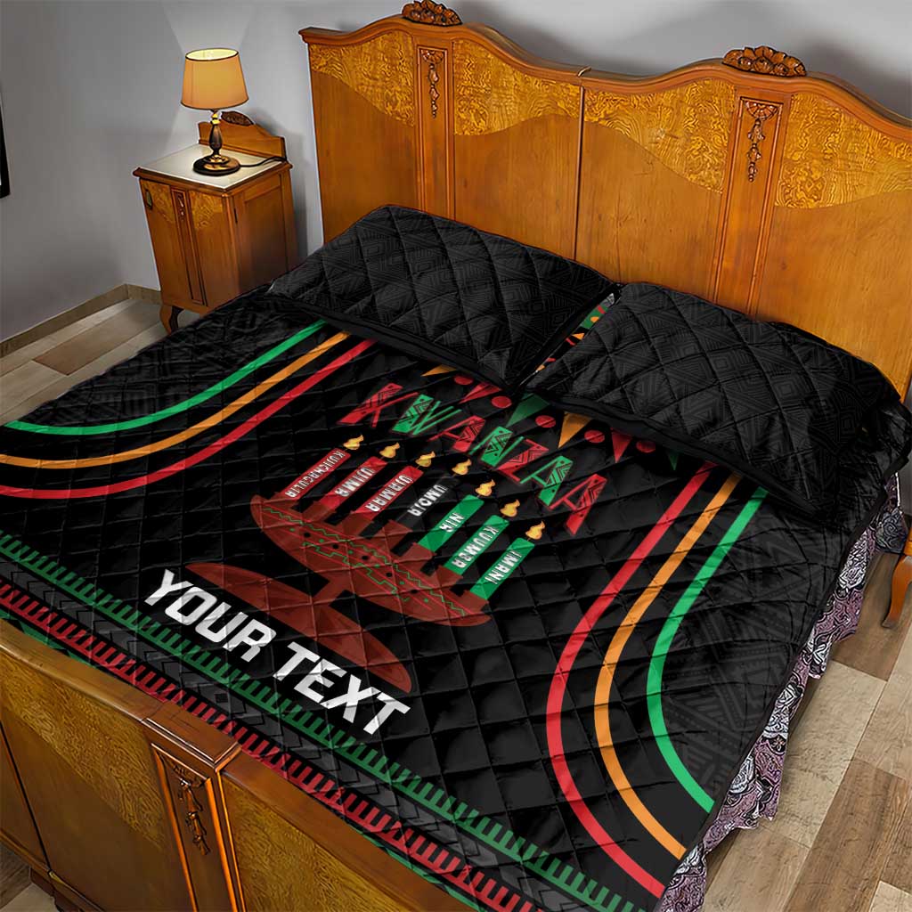 Personalized Afro-American Kwanzaa Quilt Bed Set Kinara Candles African Pattern LT14