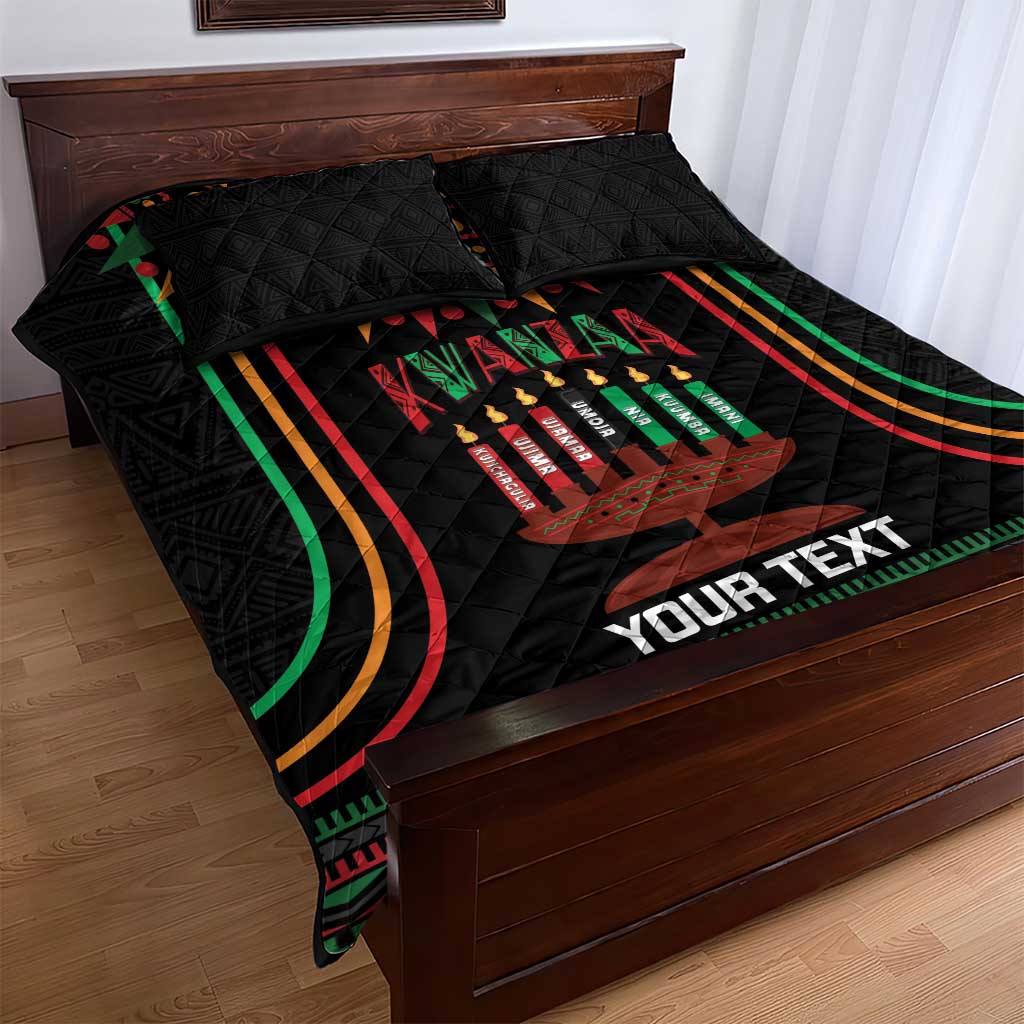 Personalized Afro-American Kwanzaa Quilt Bed Set Kinara Candles African Pattern LT14