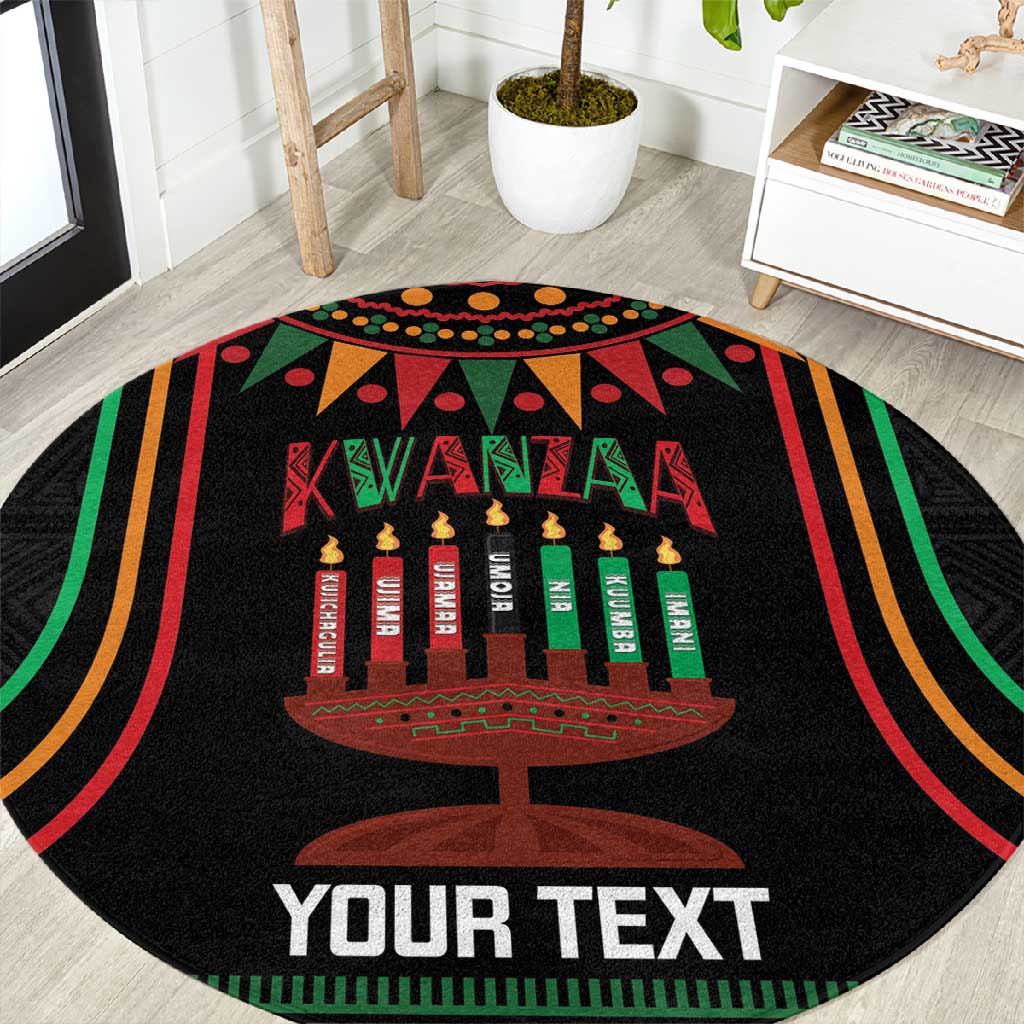 Personalized Afro-American Kwanzaa Round Carpet Kinara Candles African Pattern LT14