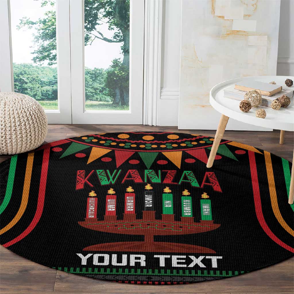 Personalized Afro-American Kwanzaa Round Carpet Kinara Candles African Pattern LT14