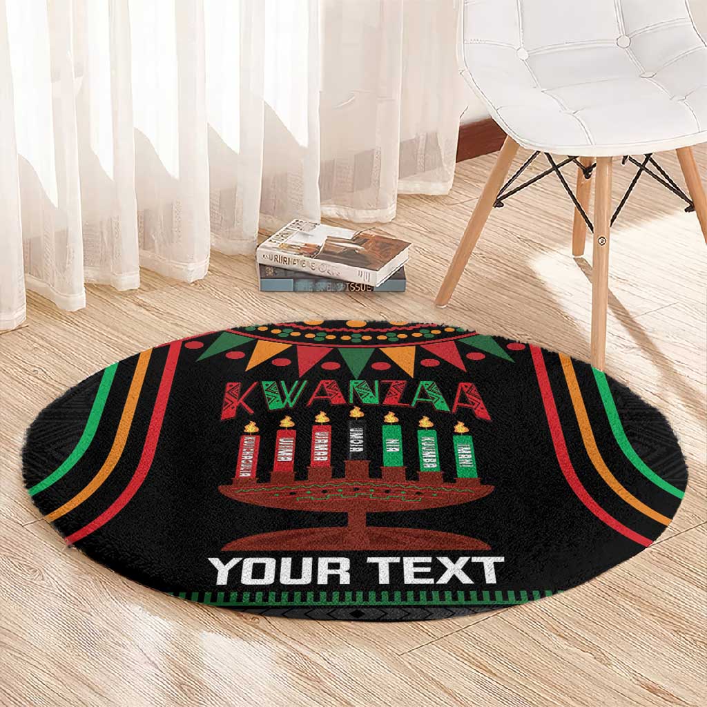 Personalized Afro-American Kwanzaa Round Carpet Kinara Candles African Pattern LT14