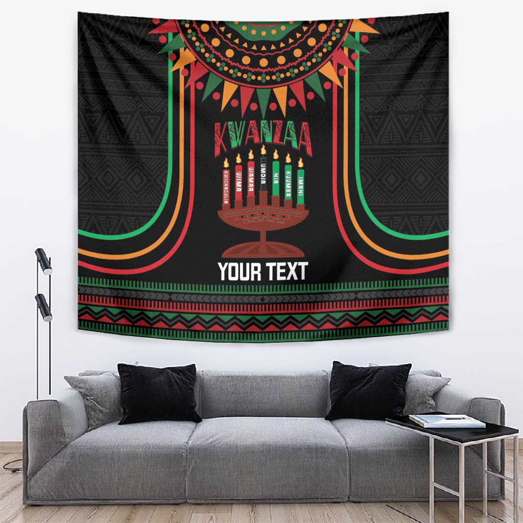 Personalized Afro-American Kwanzaa Tapestry Kinara Candles African Pattern LT14