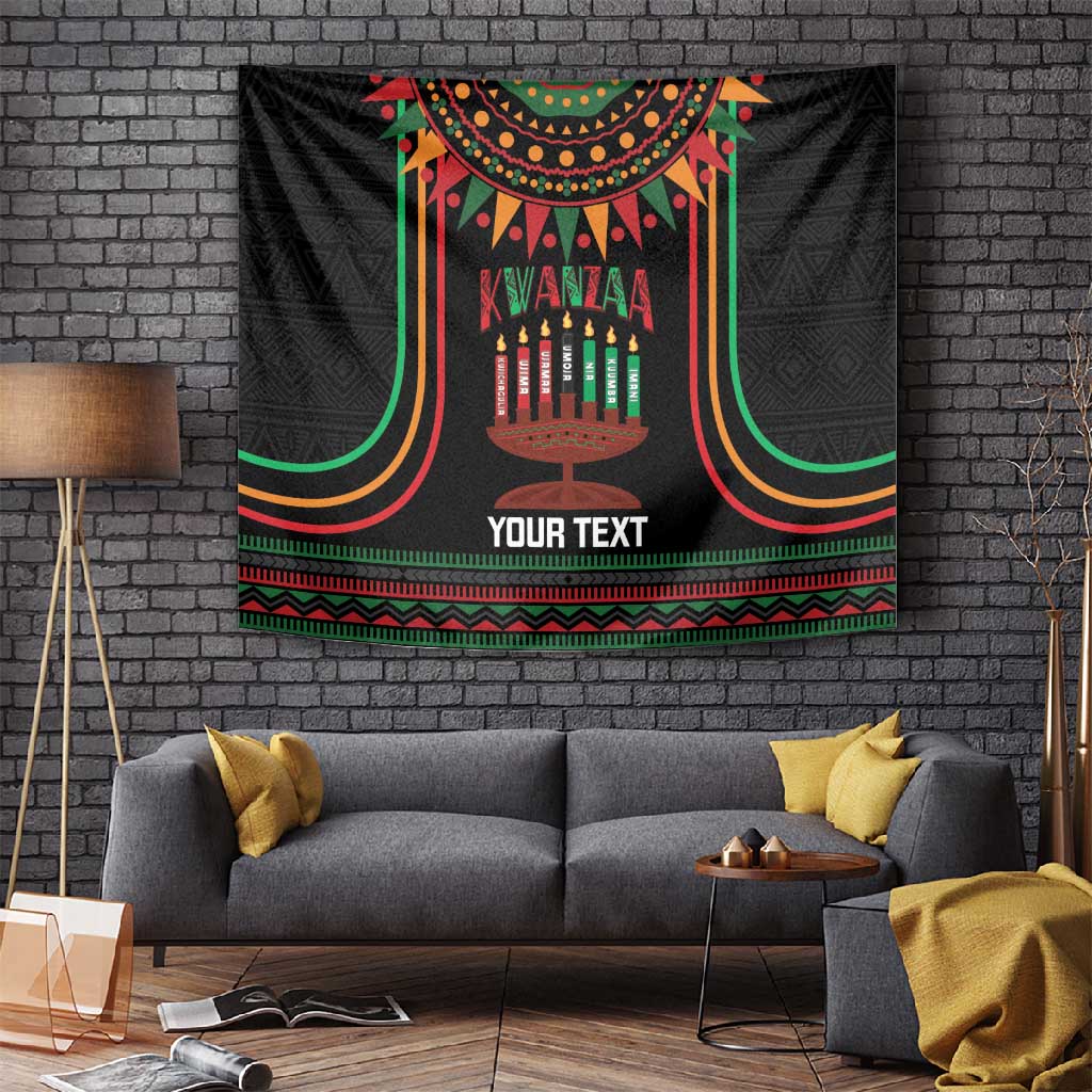 Personalized Afro-American Kwanzaa Tapestry Kinara Candles African Pattern LT14