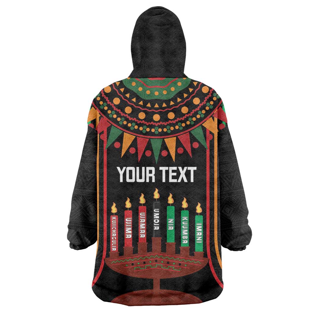 Personalized Afro-American Kwanzaa Wearable Blanket Hoodie Kinara Candles African Pattern LT14