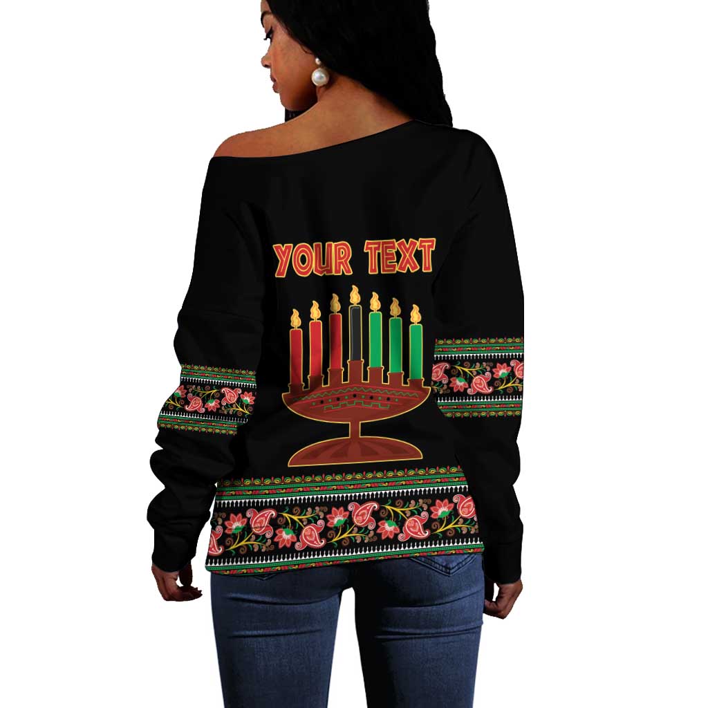 Personalized Afro-American Kwanzaa Off Shoulder Sweater Dashiki Mix Paisley Pattern LT14