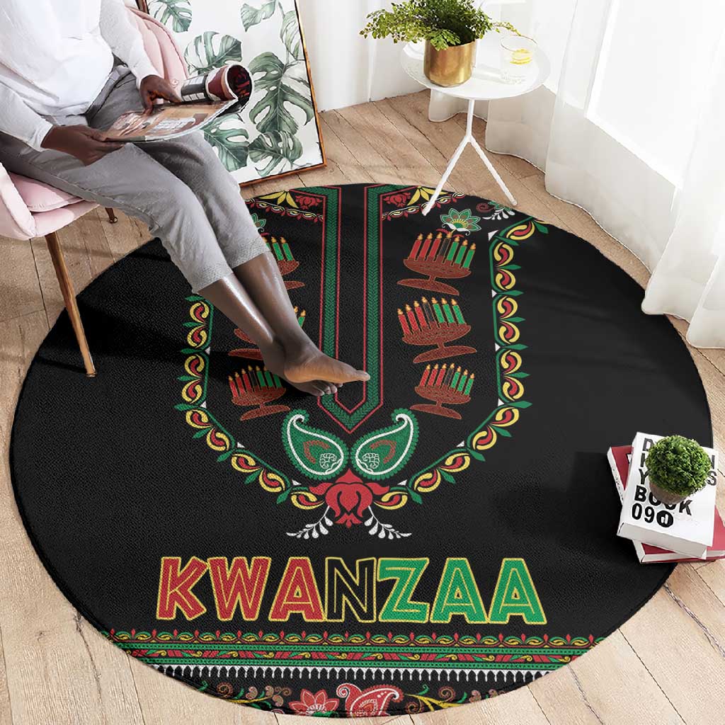 Afro-American Kwanzaa Round Carpet Dashiki Mix Paisley Pattern LT14