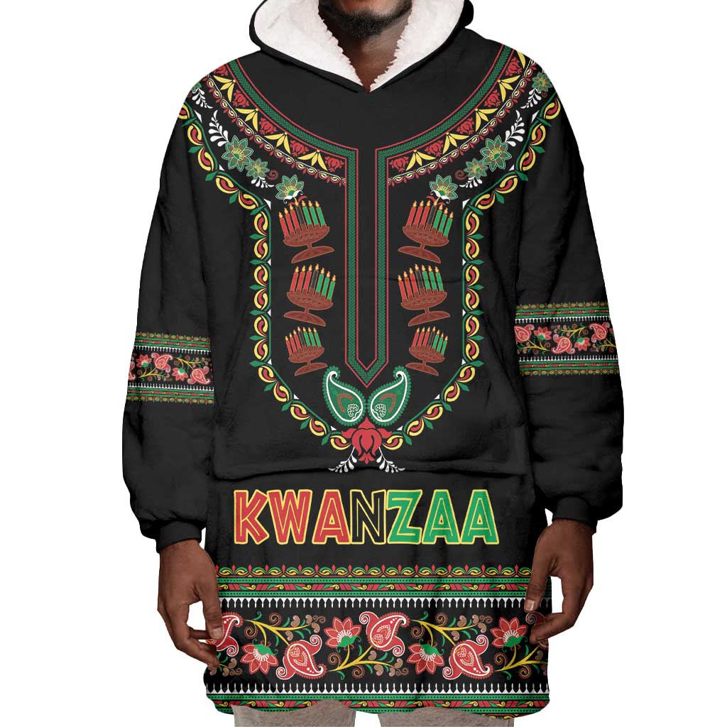 Personalized Afro-American Kwanzaa Wearable Blanket Hoodie Dashiki Mix Paisley Pattern LT14