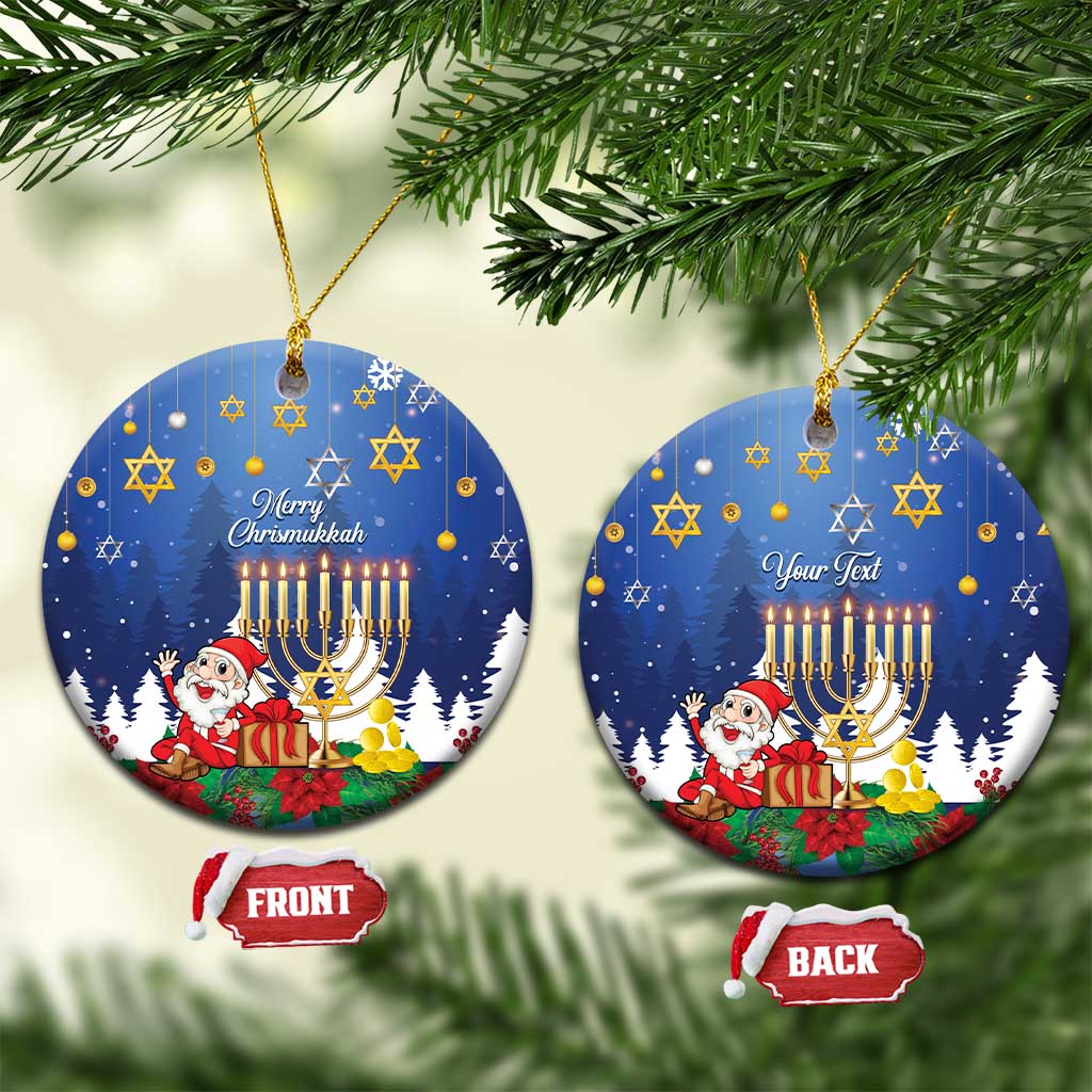 Personalised Merry Chrismukkah Ceramic Ornament Hanukkah Memorah Mix Poinsettia LT14