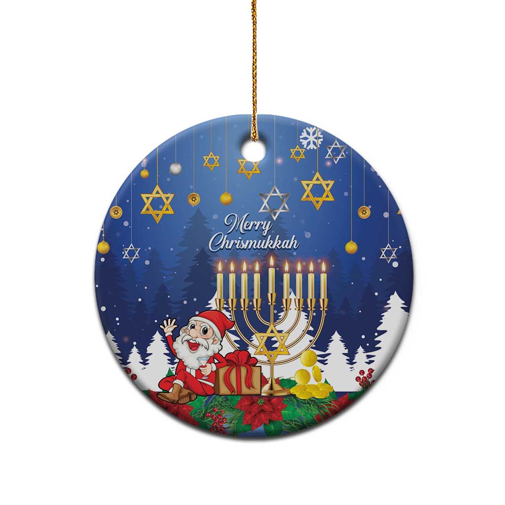 Personalised Merry Chrismukkah Ceramic Ornament Hanukkah Memorah Mix Poinsettia LT14