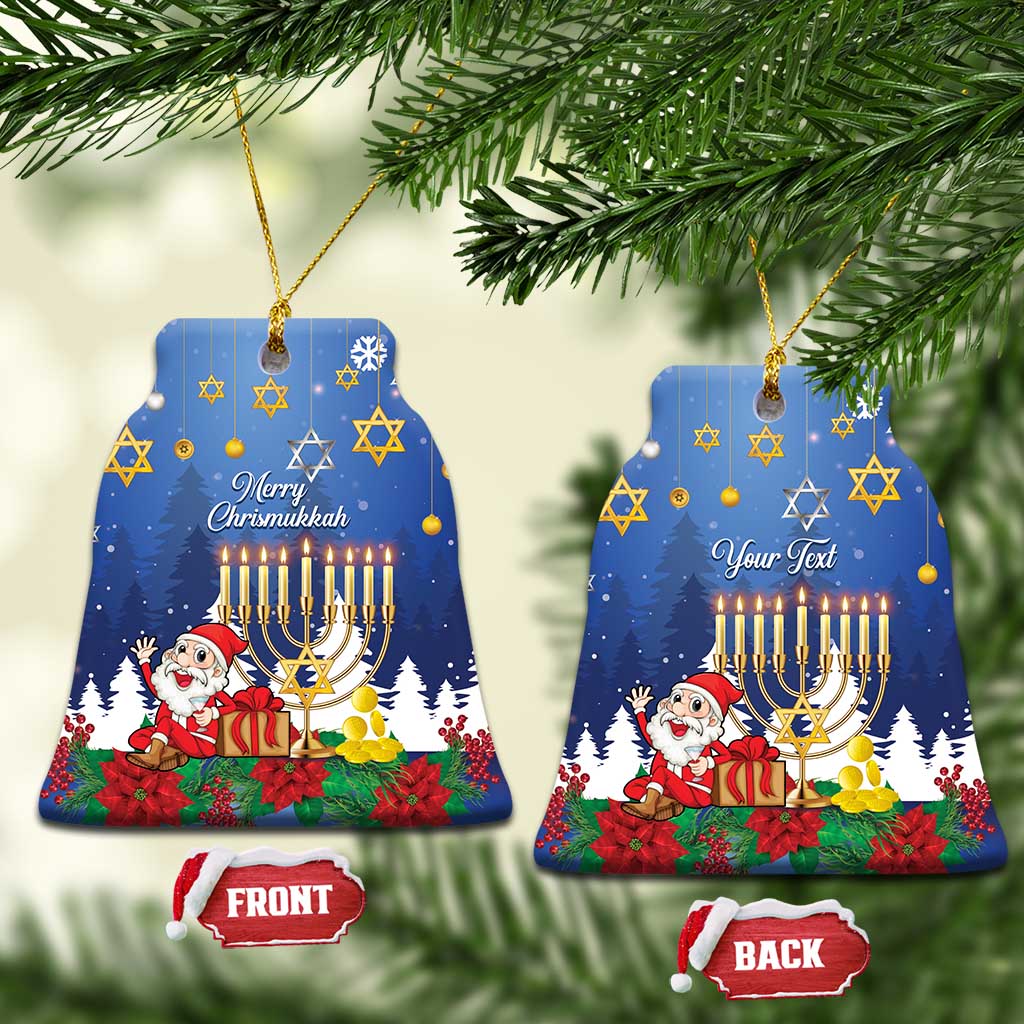 Personalised Merry Chrismukkah Ceramic Ornament Hanukkah Memorah Mix Poinsettia LT14