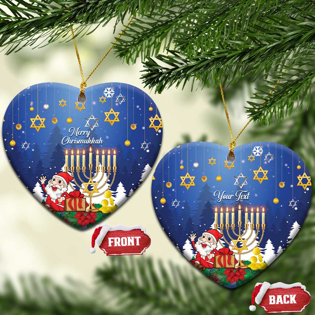 Personalised Merry Chrismukkah Ceramic Ornament Hanukkah Memorah Mix Poinsettia LT14