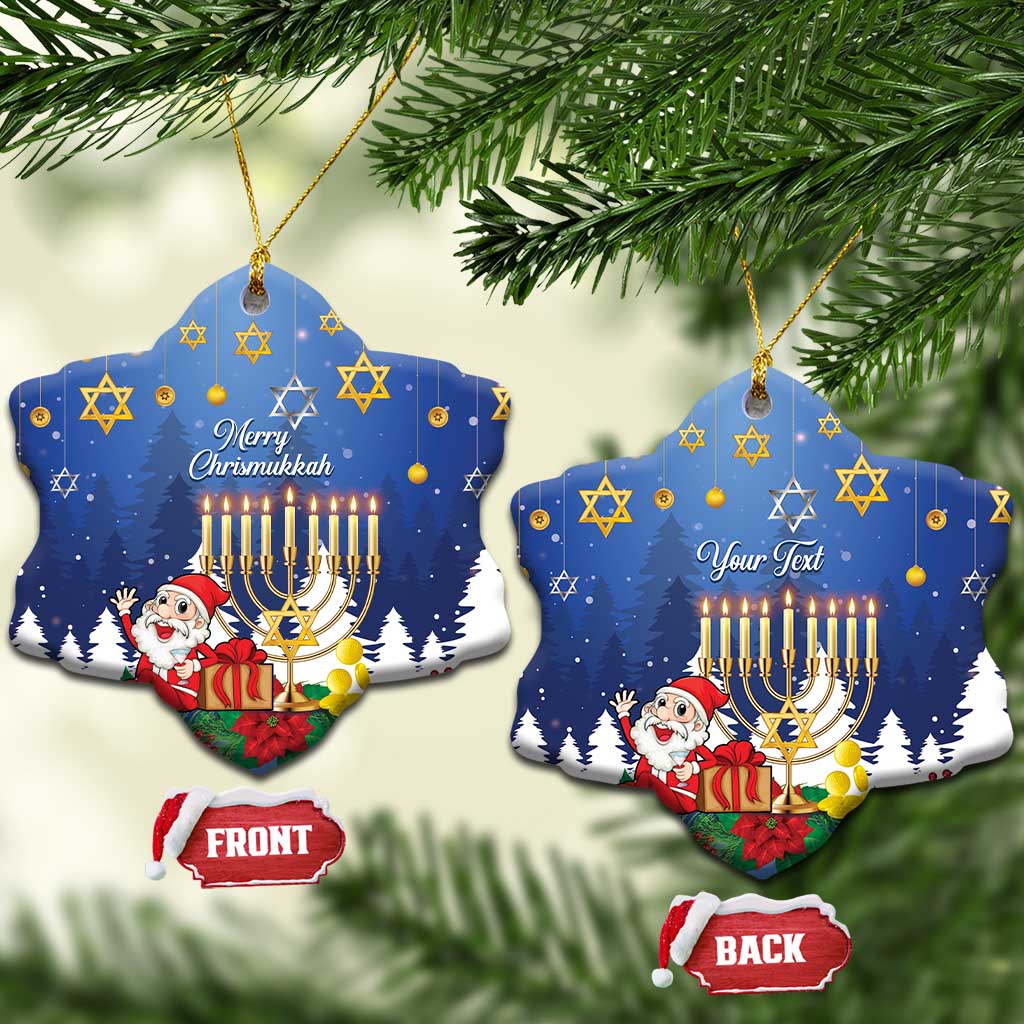 Personalised Merry Chrismukkah Ceramic Ornament Hanukkah Memorah Mix Poinsettia LT14