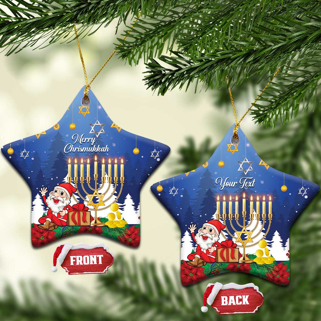 Personalised Merry Chrismukkah Ceramic Ornament Hanukkah Memorah Mix Poinsettia LT14