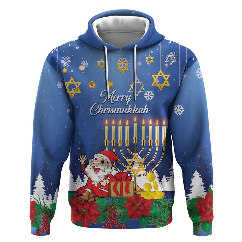 Personalised Merry Chrismukkah Hoodie Hanukkah Memorah Mix Poinsettia LT14