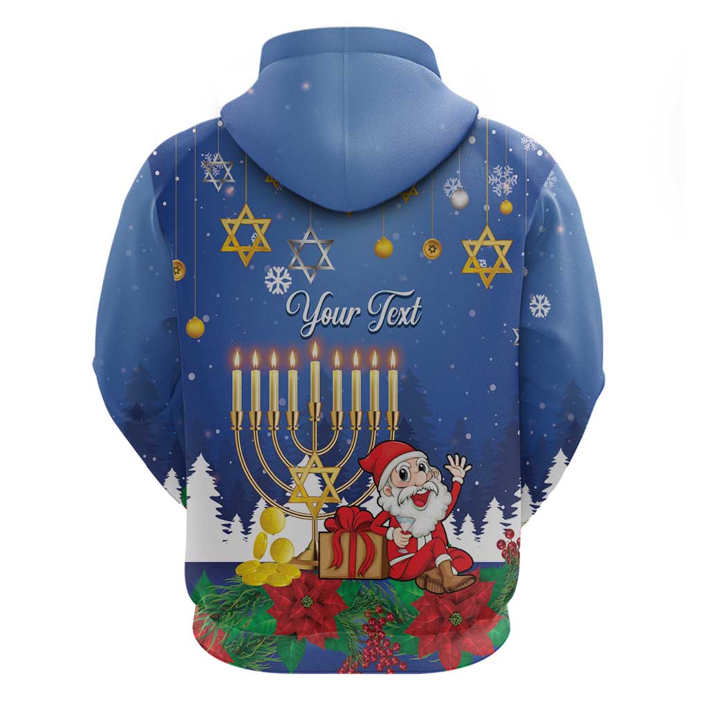 Personalised Merry Chrismukkah Hoodie Hanukkah Memorah Mix Poinsettia LT14