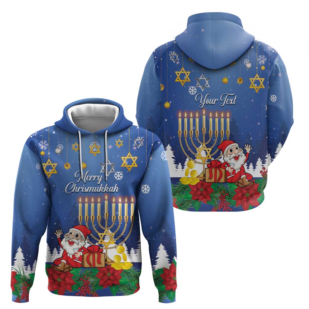 Personalised Merry Chrismukkah Hoodie Hanukkah Memorah Mix Poinsettia LT14