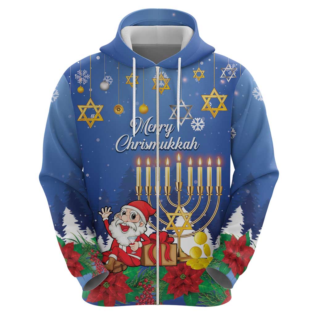 Personalised Merry Chrismukkah Hoodie Hanukkah Memorah Mix Poinsettia LT14