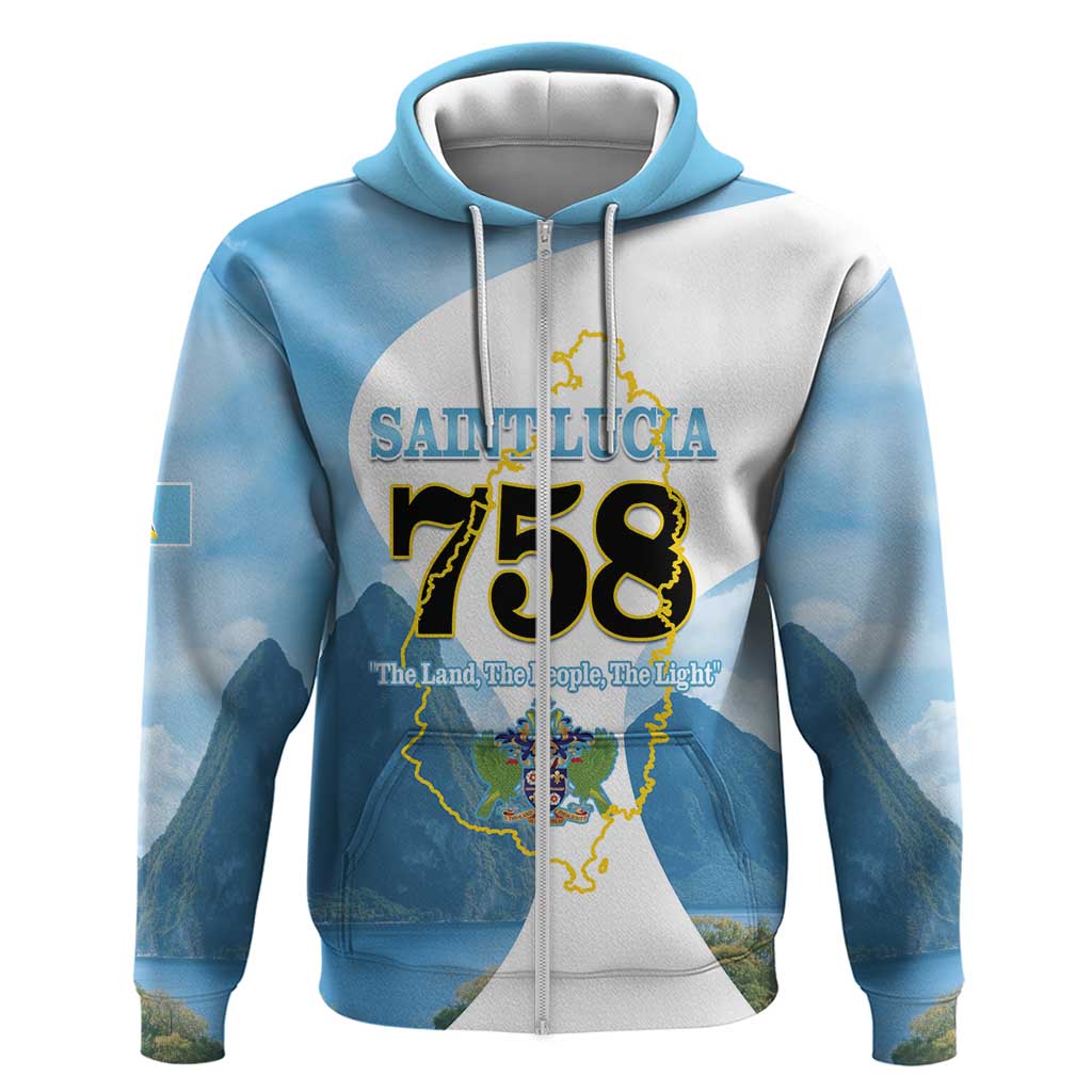Proud To Be Saint Lucia 758 Hoodie Pitons With Map LT14