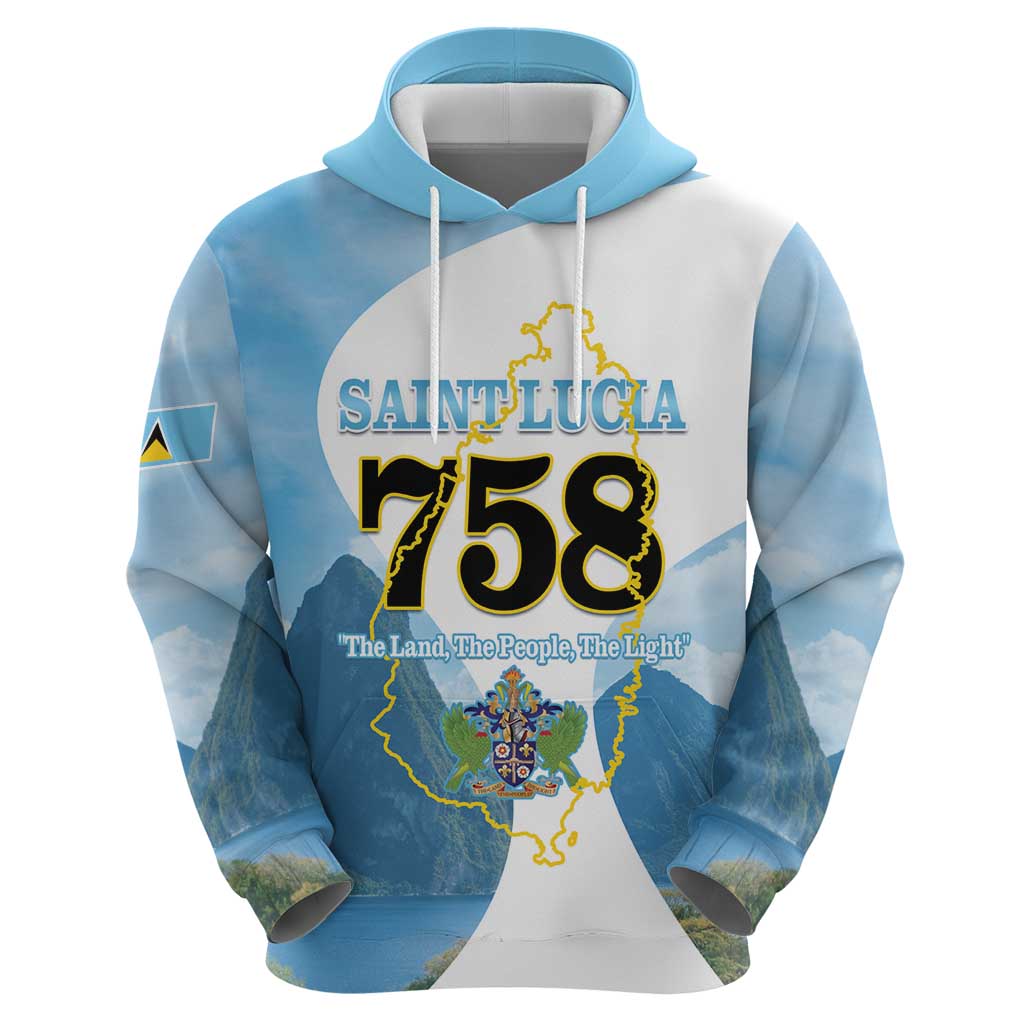 Proud To Be Saint Lucia 758 Hoodie Pitons With Map LT14
