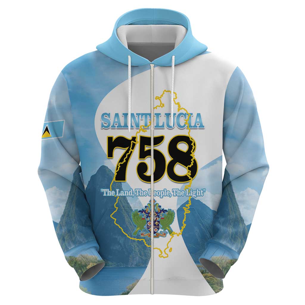 Proud To Be Saint Lucia 758 Hoodie Pitons With Map LT14