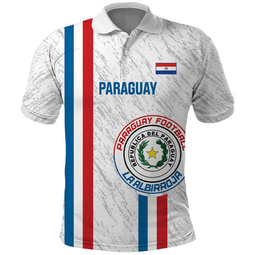 Custom Paraguay Football Polo Shirt Vamos Albirroja LT14