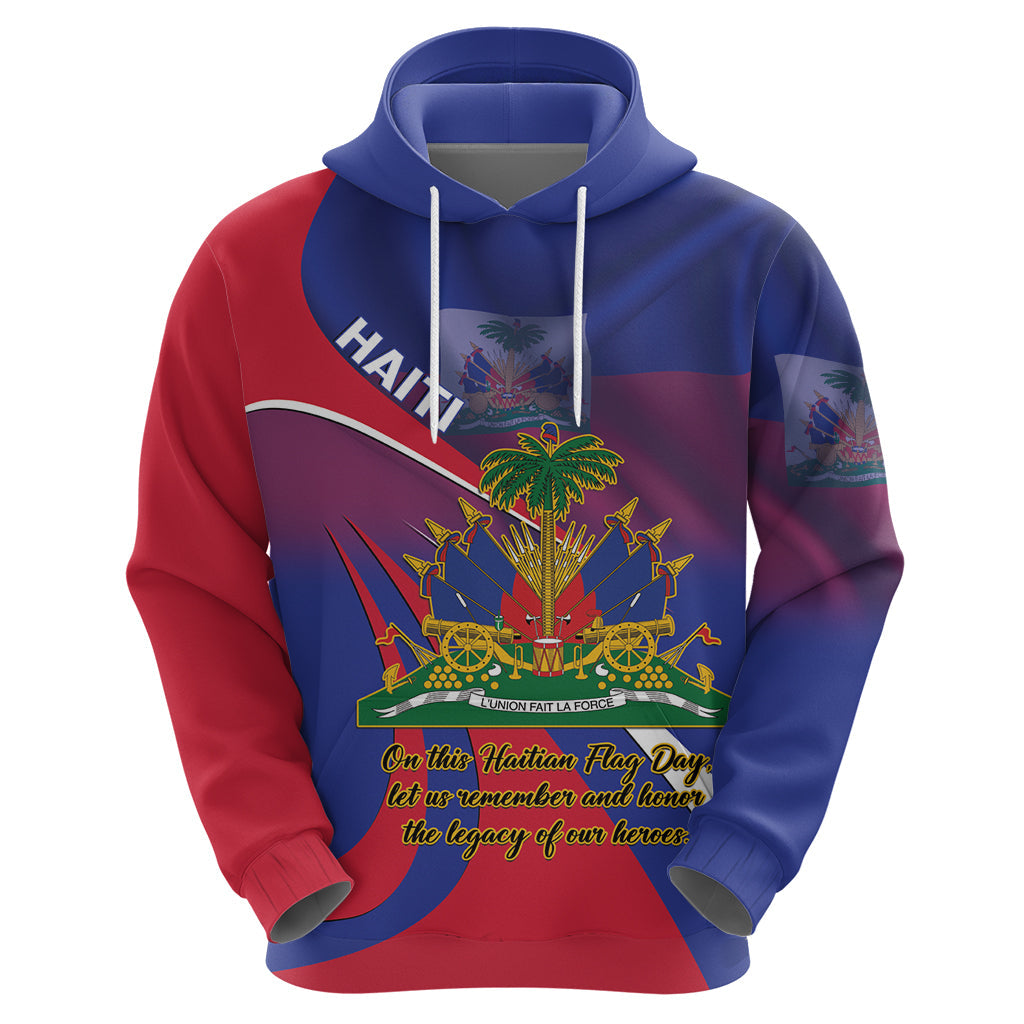 Personalised Haiti Flag Day Hoodie Lest Us Remember Our Heroes LT14
