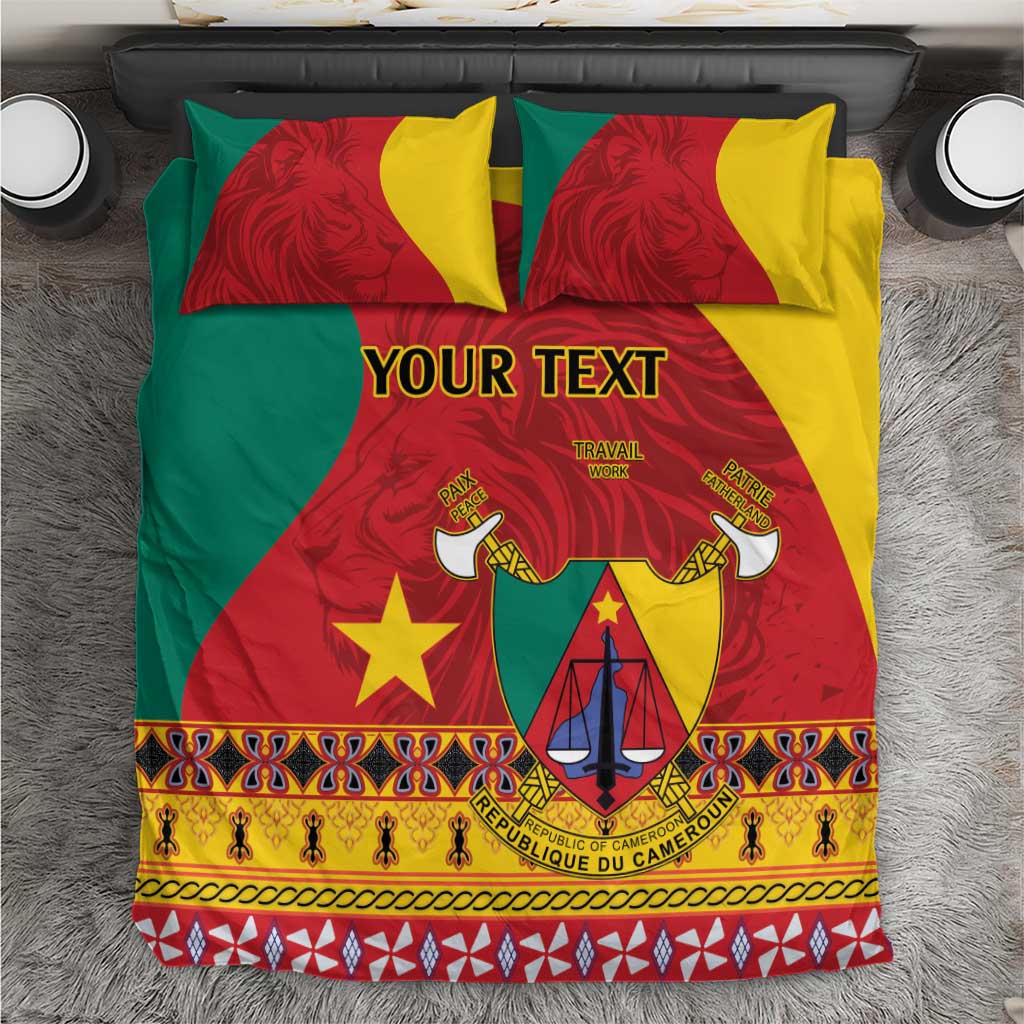 Personalised Cameroon National Day Bedding Set Cameroun Coat Of Arms With Atoghu Pattern LT14