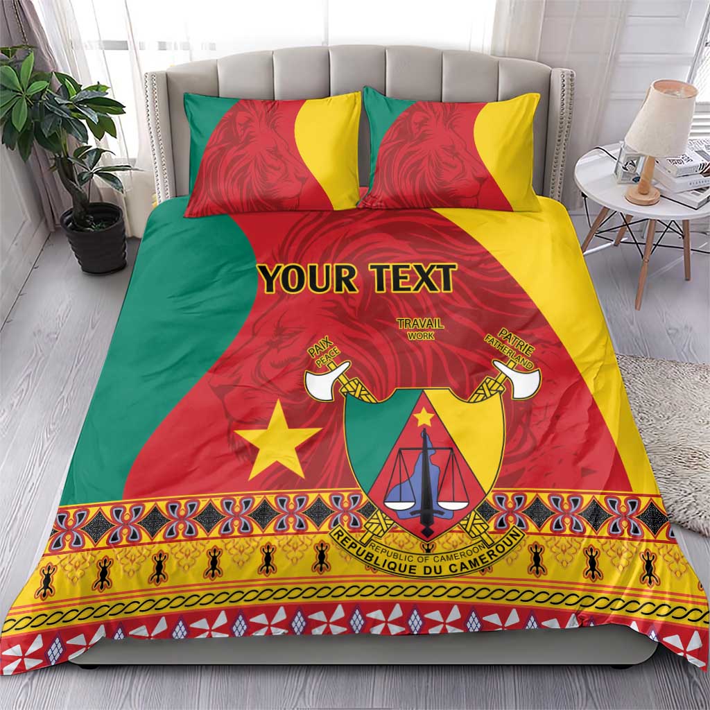 Personalised Cameroon National Day Bedding Set Cameroun Coat Of Arms With Atoghu Pattern LT14