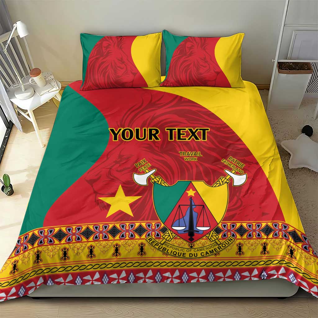 Personalised Cameroon National Day Bedding Set Cameroun Coat Of Arms With Atoghu Pattern LT14