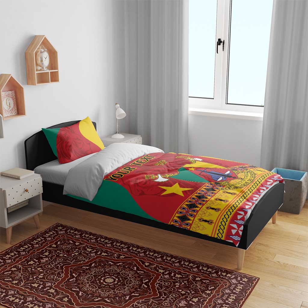 Personalised Cameroon National Day Bedding Set Cameroun Coat Of Arms With Atoghu Pattern LT14