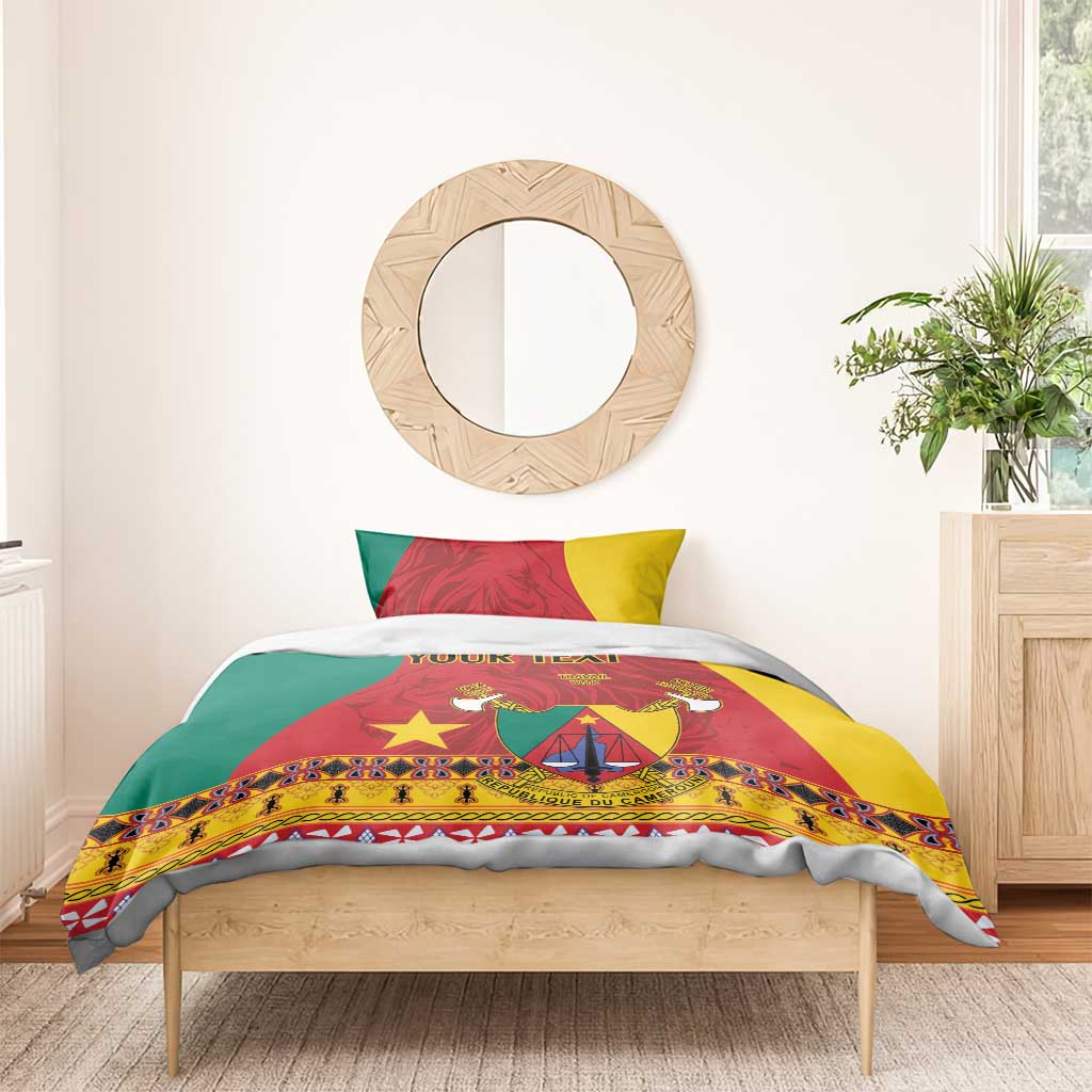 Personalised Cameroon National Day Bedding Set Cameroun Coat Of Arms With Atoghu Pattern LT14