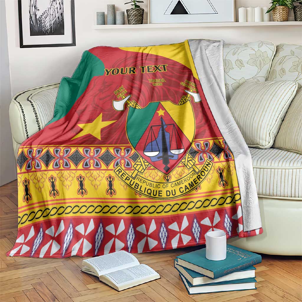 Personalised Cameroon National Day Blanket Cameroun Coat Of Arms With Atoghu Pattern LT14