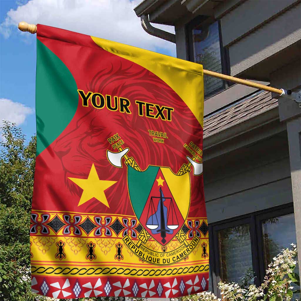 Personalised Cameroon National Day Garden Flag Cameroun Coat Of Arms With Atoghu Pattern LT14