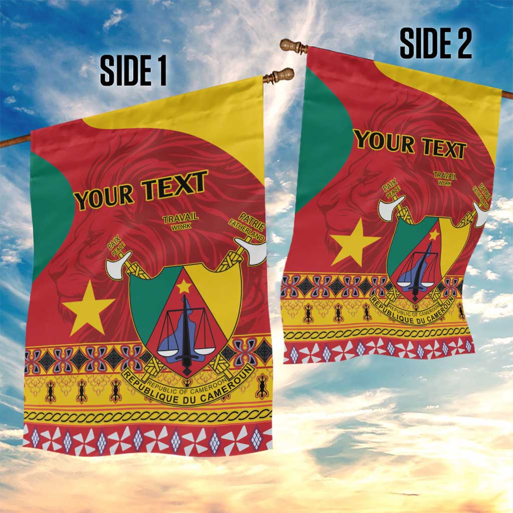 Personalised Cameroon National Day Garden Flag Cameroun Coat Of Arms With Atoghu Pattern LT14