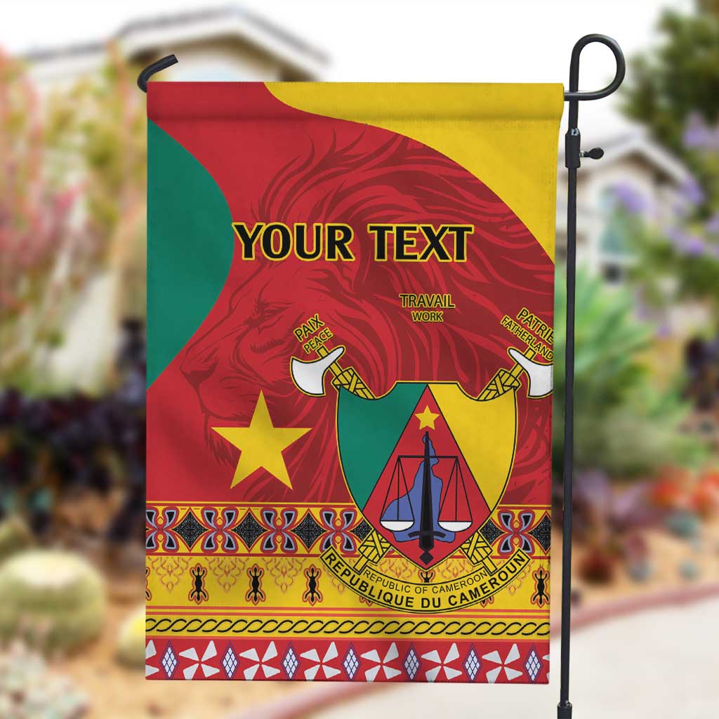 Personalised Cameroon National Day Garden Flag Cameroun Coat Of Arms With Atoghu Pattern LT14