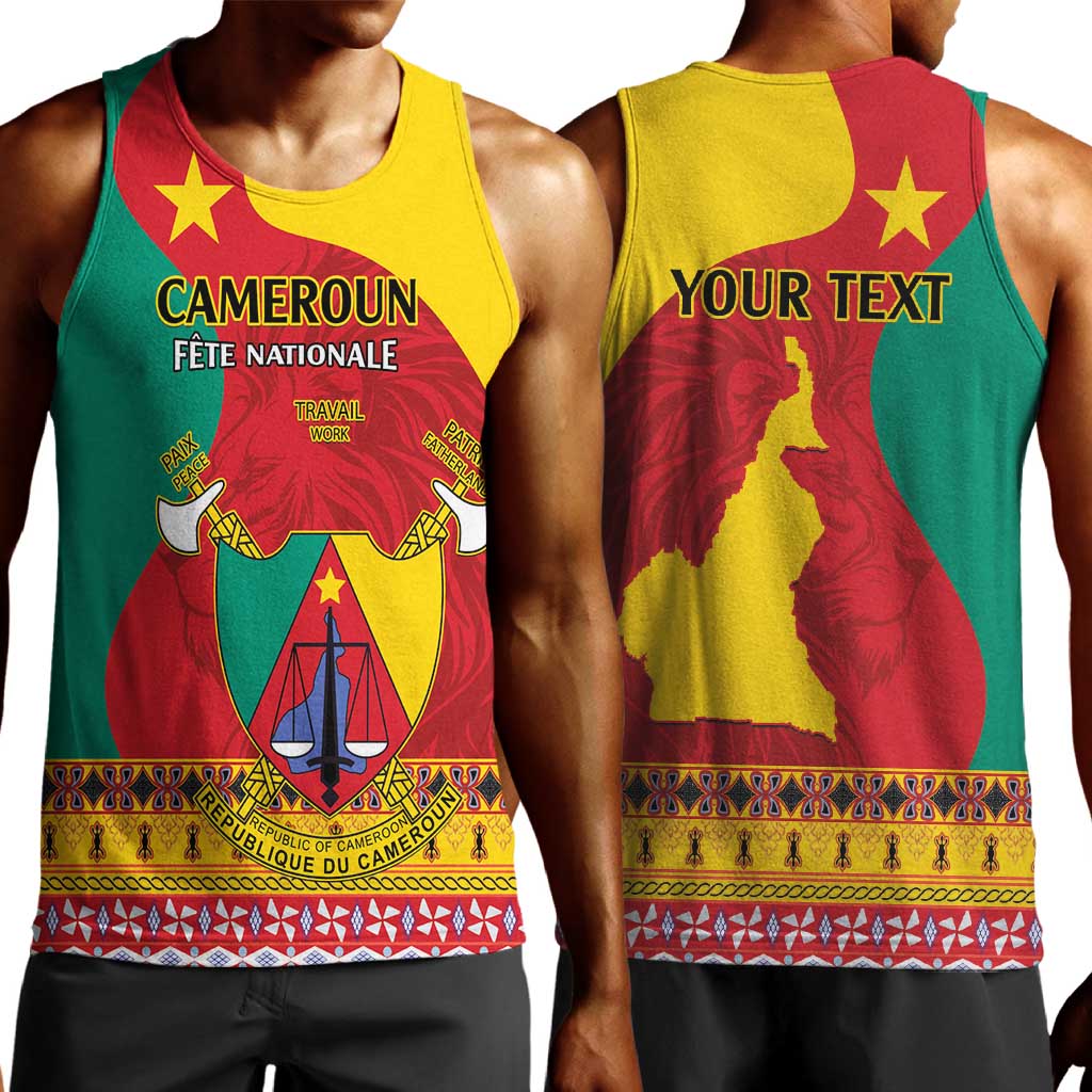 Personalised Cameroon National Day Men Tank Top Cameroun Coat Of Arms With Atoghu Pattern LT14