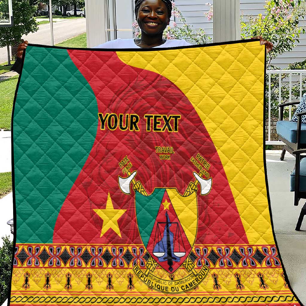 Personalised Cameroon National Day Quilt Cameroun Coat Of Arms With Atoghu Pattern LT14