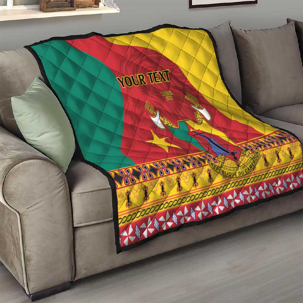 Personalised Cameroon National Day Quilt Cameroun Coat Of Arms With Atoghu Pattern LT14
