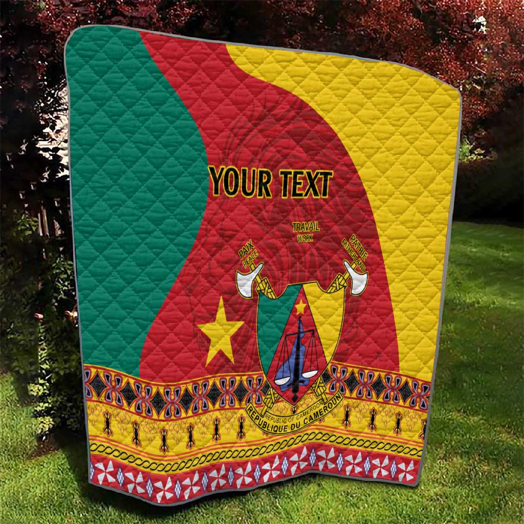 Personalised Cameroon National Day Quilt Cameroun Coat Of Arms With Atoghu Pattern LT14
