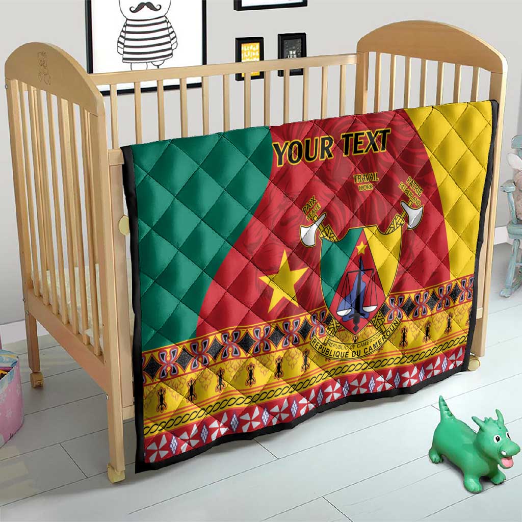 Personalised Cameroon National Day Quilt Cameroun Coat Of Arms With Atoghu Pattern LT14