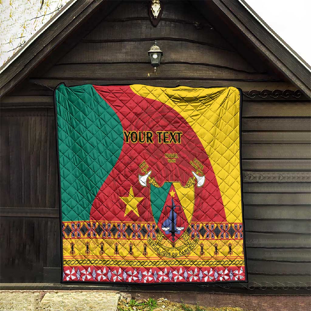 Personalised Cameroon National Day Quilt Cameroun Coat Of Arms With Atoghu Pattern LT14
