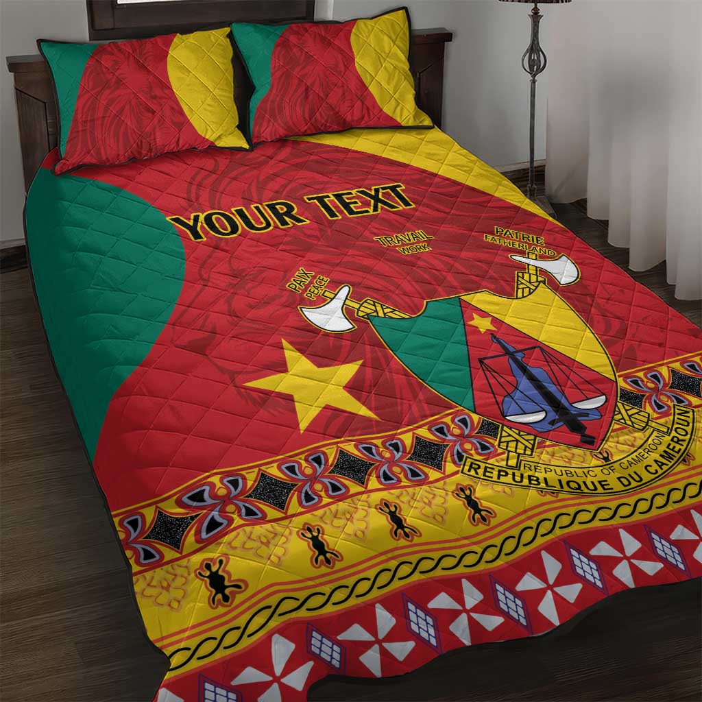 Personalised Cameroon National Day Quilt Bed Set Cameroun Coat Of Arms With Atoghu Pattern LT14